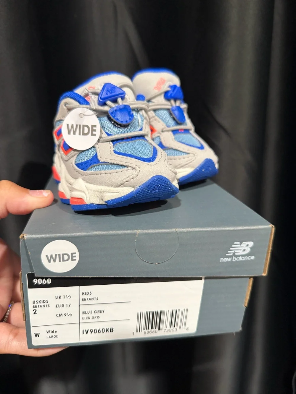 New Balance baby Gray, Blue and Coral Athletic Sneakers